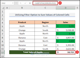 how to sum colored cells in excel