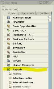 standard reports in sap business one v9