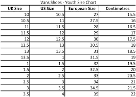 Vans Youth Shoe Size Chart