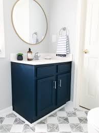 Once the paint was dry, it was time to topcoat using gator hide. The Best 20 Diy Navy Blue Gold Painted Vanity Bathroom Makeover