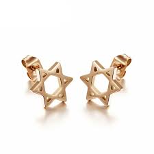 earrings star of david steel rose gold