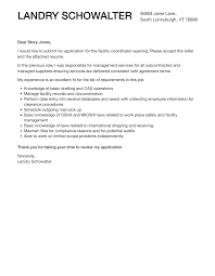 facility coordinator cover letter