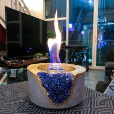 Fire Pit With Navy Blue Crystals Table