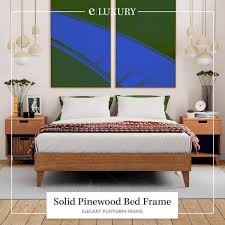 Eluxury Wooden Full Almond Platform Bed