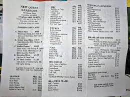 menu at new queen barbeque honolulu