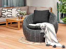 Garden Chair Black Natural Rattan