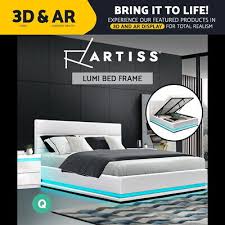 Artiss Rgb Led Bed Frame Queen Size Gas