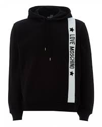 Mens Star Logo Tape Hoodie Black Sweatshirt