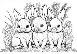 rabbits bunnies kids coloring pages