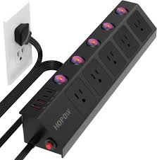 Hopow Flat Plug Power Strip With