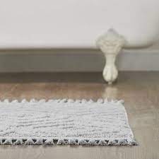 geometric fringe cotton bath rug set