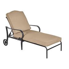 Save on patio & garden items. Hampton Bay Laurel Oaks Brown Steel Outdoor Patio Chaise Lounge With Cushionguard Toffee Tan Cushions H102 01523600 The Home Depot Patio Chaise Lounge Patio Chaise Outdoor Patio Chaise Lounge