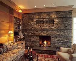 Faux Stone Fireplace Contemporary