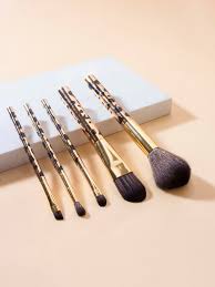 5pcs leopard print makeup brush set shein