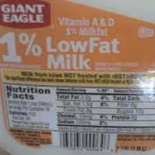 calories in giant eagle 1 low fat milk