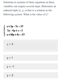 Solutions To Systems Of Three Equations