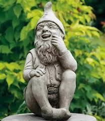 Laughing Gnome Stone Statue Limestone