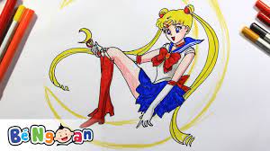 Hướng Dẫn Bé Tập Vẽ Và Tô Màu Thủy Thủ Mặt Trăng ~ Drawing Sailor Moon -  YouTube