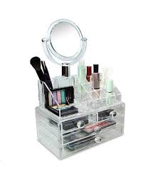 makeup organizer box with mirror