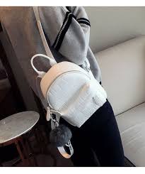 New Janpan And Korean Style Solid Bags Pu Leather Zipper Plain Two Shoulder Straps Black White Color Two Size With Pom Poms Designer Bag Dakine