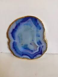 Round Blue Agate Coaster Slice For