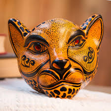 Orange Amber Ceramic Jaguar Decorative