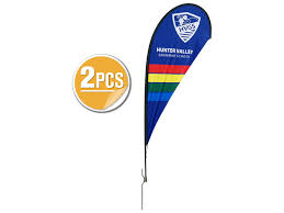 8ft teardrop flying banner with ground