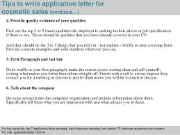 Cosmetic Sales Application Letter