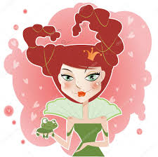 Lustige rothaarige Prinzessin mit Frosch Stock-Vektorgrafik von ©tka4u4a  8624757