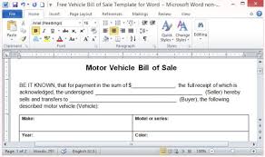 Free Vehicle Bill Of Sale Template For Word 237607580443 For Sale