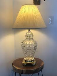 Vintage Crystal Glass Ginger Jar Lamp