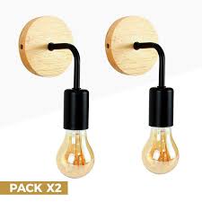 Pack Of 2 Wall Sconces In Wood With