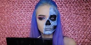 half skull half face makeup tutorial