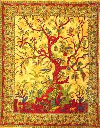 Yellow Tree Of Life Tapestry Wall