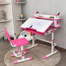 Best overall ergonomic kids desk and chair set. Generic Children S Desk Chair Set With Height Adjustable Study Table W Bookshelf Drawer Pink