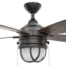 The ceiling fan presents a caged fan design which allows you to direct the air circulation where you need it the most. Hampton Bay Seaport 52 In Indoor Outdoor Natural Iron Ceiling Fan With Light Kit Al634 Ni The Home Depot Ceiling Fan With Light Ceiling Fan Fan Light