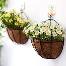 metal hanging planter basket with coco