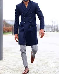 Tweed Cstomize Blue Overcoat Woolen