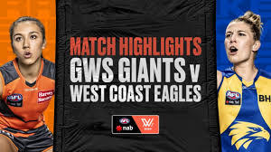 Join us at optus stadium for west coast eagles v gws giants afl live scores as part of afl home and away Aflw Match Highlights Gws V West Coast