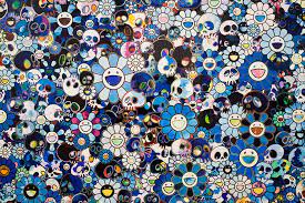 60 h × 46 w in. Takashi Murakami Blaue Blumen Und Schadel Murakami Tapete 700x466 Wallpapertip