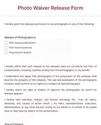 photo waiver release form template