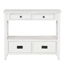 Retro Style White Solid Wood 36 In