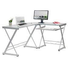 Product title computer desk 47 inch home office desk gaming desk l. L Shaped Computer Desk Silver Clear Techni Mobili Target