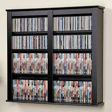 Black Finish Wood Media Storage Cabinet