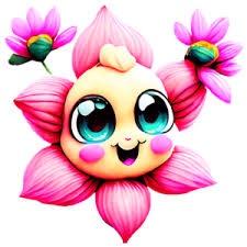 cute cartoon flower with pink