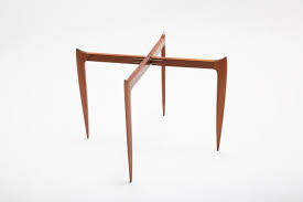 teak tray table with foldable frame by