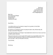 Resignation Letter Template Format Sample Letters With Tips