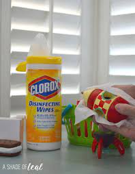 keeping kids toys clean with clorox wipes