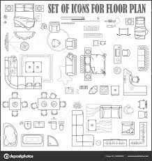 floor plan icons set design interior