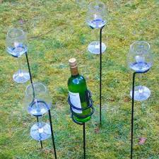 Wine Bottle Glasses Holder Stake Set